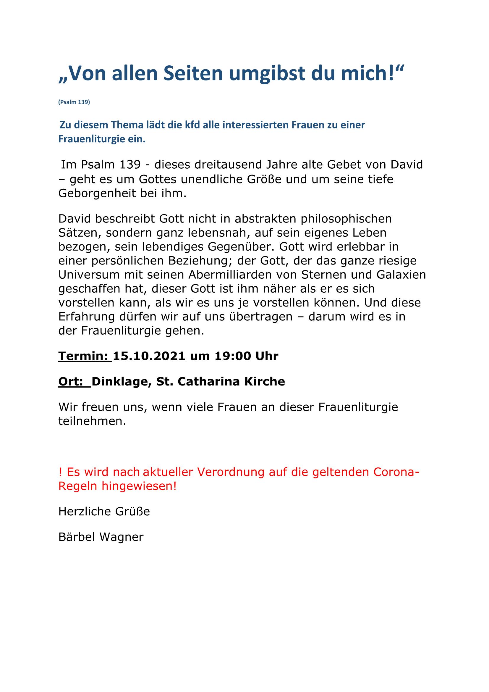 Frauenliturgie im Oktober